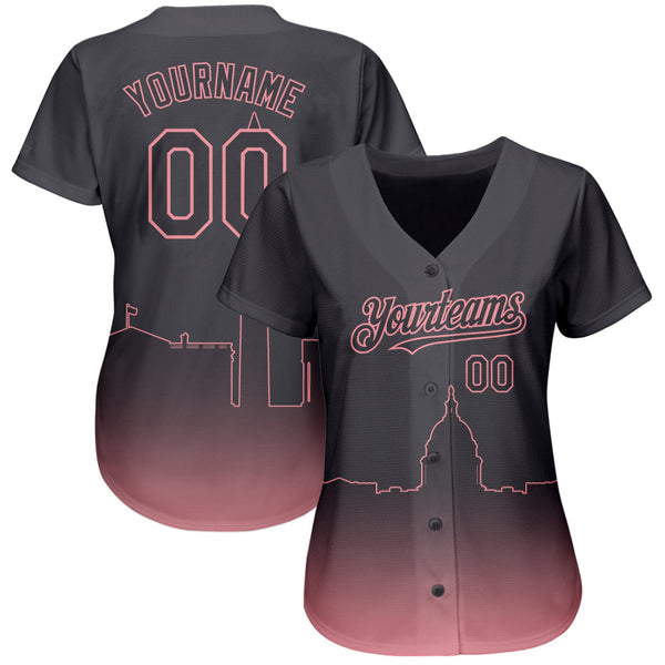 Custom Steel Gray Medium Pink 3D Washington City Edition Fade Fashion Authentic Baseball Jersey alternate