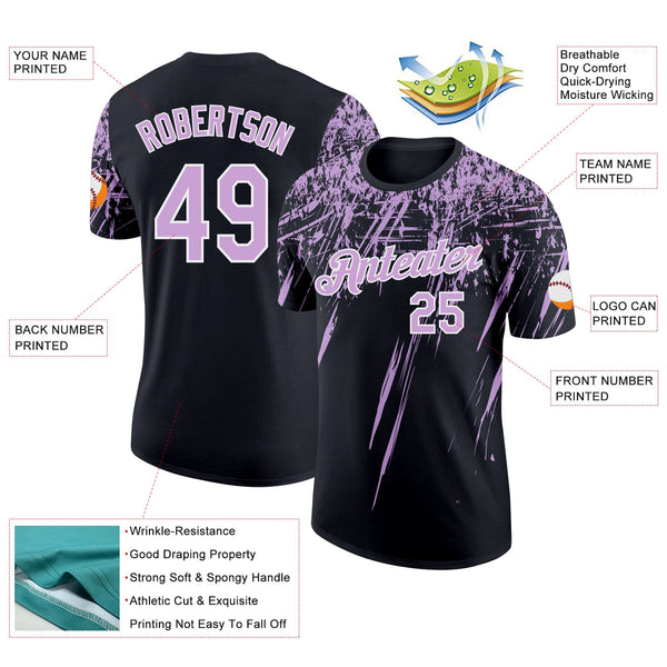 Custom Black Light Purple-White Distressed Scratch Brush Stroke Performance T-Shirt alternate