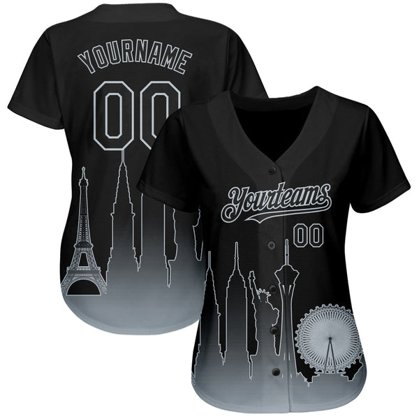 Custom Black Silver 3D Las Vegas City Edition Fade Fashion Authentic Baseball Jersey alternate