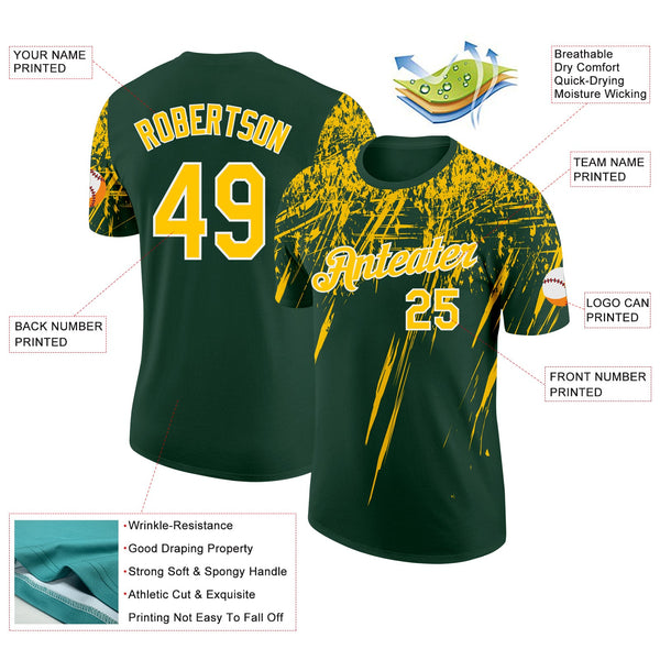Custom Green Yellow-White Distressed Scratch Brush Stroke Performance T-Shirt alternate