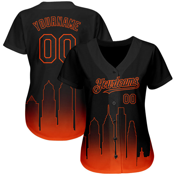 Custom Black Orange 3D Philadelphia City Edition Fade Fashion Authentic Baseball Jersey alternate