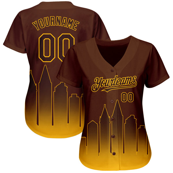 Custom Brown Gold 3D San Diego City Edition Fade Fashion Authentic Baseball Jersey alternate