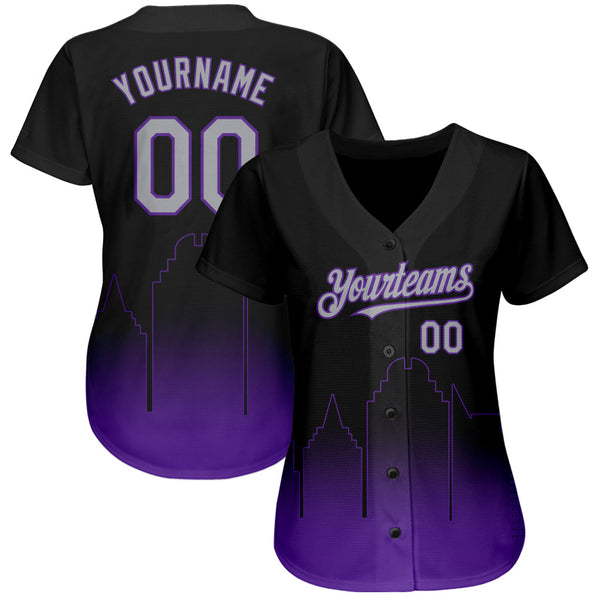 Custom Black Gray-Purple 3D Sacramento City Edition Fade Fashion Authentic Baseball Jersey alternate