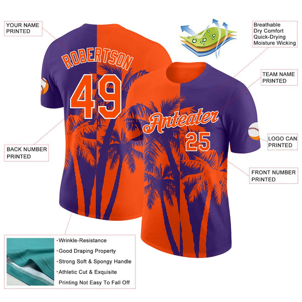 Custom Purple Orange-White Hawaii Tropical Coastal Palm Trees Performance T-Shirt alternate