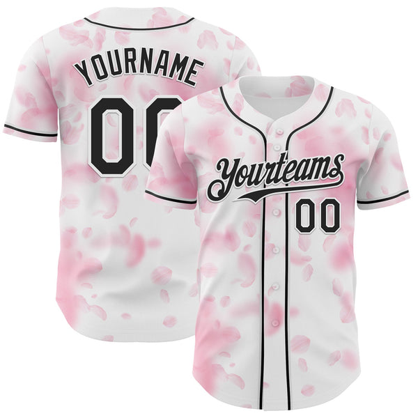 Custom White-Black Cherry Blossoms Sakura Authentic Baseball Jersey