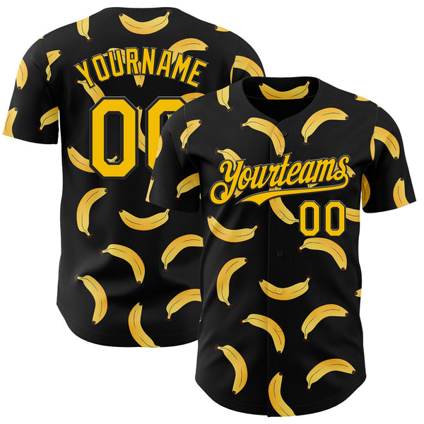 Custom Black-Yellow Foodie Banana Authentic Baseball Jersey