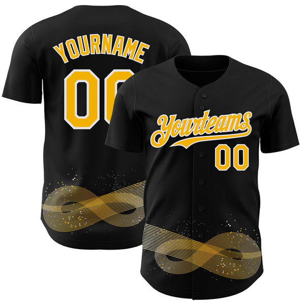 Custom Black Gold-White Autism Acceptance Gold Infinity Authentic Baseball Jersey