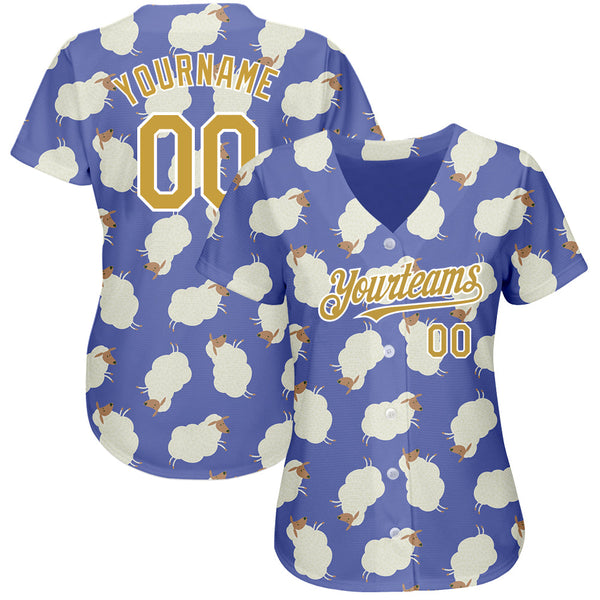 Custom Purple Old Gold-White 3D Pattern Design Goat Authentic Baseball Jersey alternate