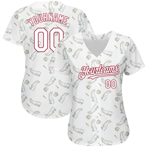 Custom White Cardinal 3D Pattern Design Rabbit Authentic Baseball Jersey alternate