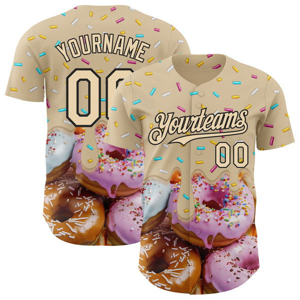 Custom City Cream-Black Ice Cream Donut Foodie Dessert Authentic Baseball Jersey