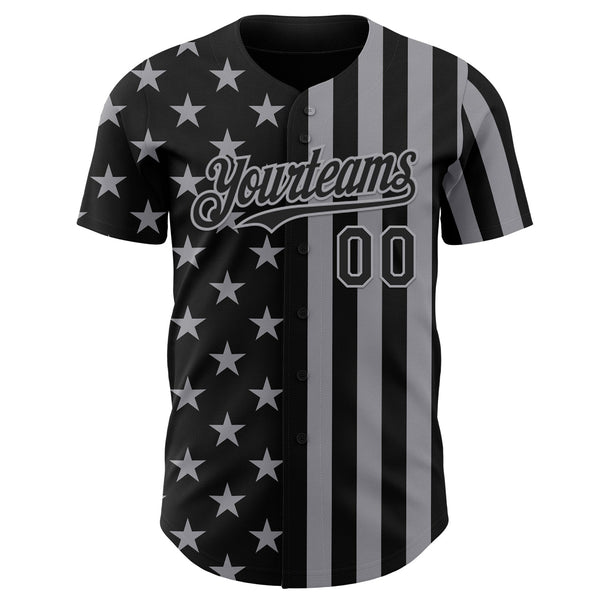 Custom Black-Gray USA Flag Patriotic Split Stars and Stripes Authentic Baseball Jersey alternate