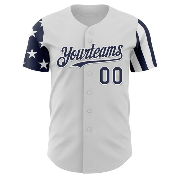 Custom White-Navy Two Tone USA Flag Sleeves Stars and Stripes Authentic Baseball Jersey alternate