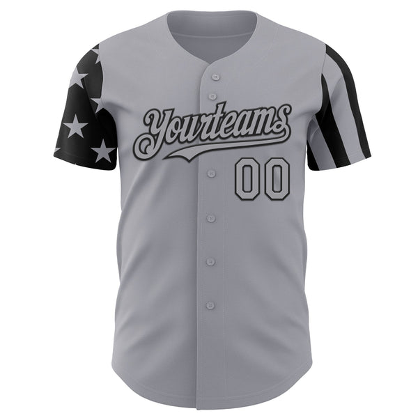 Custom Gray-Black Two Tone USA Flag Sleeves Stars and Stripes Authentic Baseball Jersey alternate
