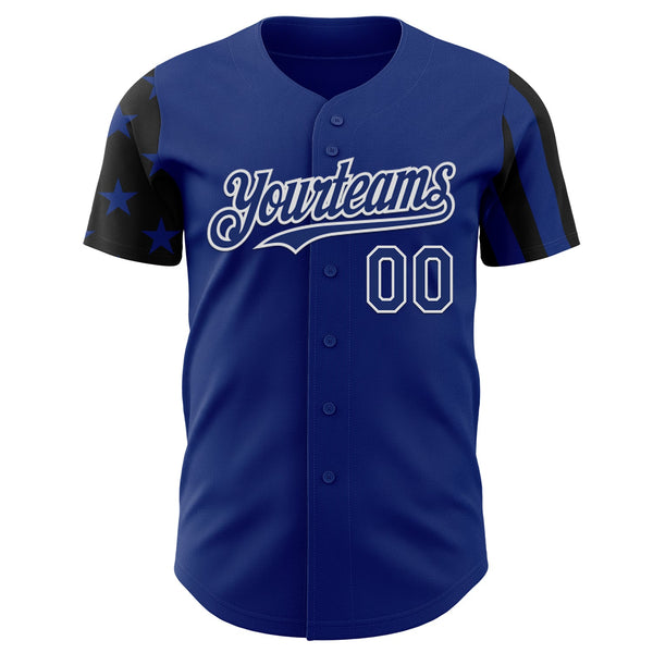 Custom Royal Black-White Two Tone USA Flag Sleeves Stars and Stripes Authentic Baseball Jersey alternate