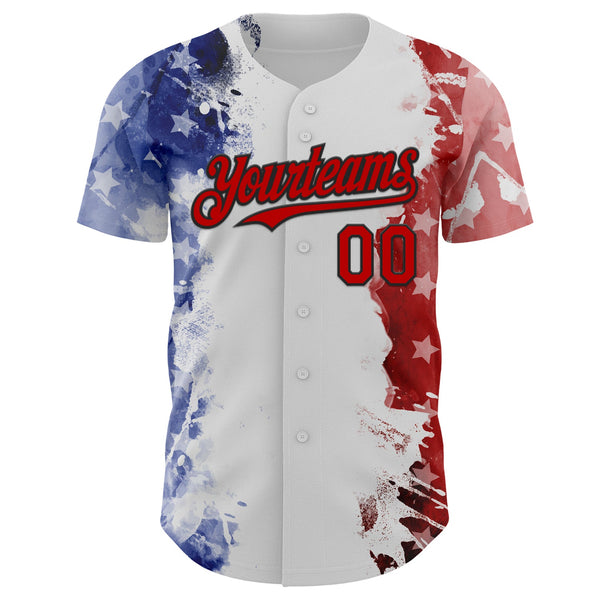 Custom White Red Royal-Black American Flag Patriotic Authentic Baseball Jersey alternate