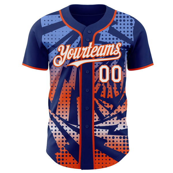 Custom Royal White-Orange Lightning Gradient Dot Authentic Baseball Jersey alternate