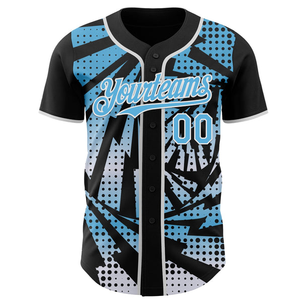 Custom Black Sky Blue-White Lightning Gradient Dot Authentic Baseball Jersey alternate
