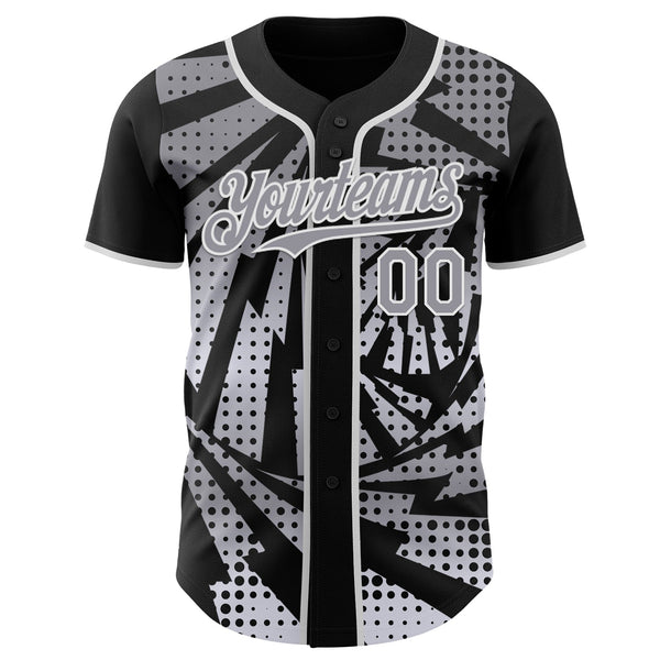 Custom Black Gray-White Lightning Gradient Dot Authentic Baseball Jersey alternate