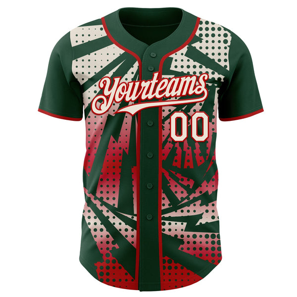Custom Green Cream-Red Lightning Gradient Dot Authentic Baseball Jersey alternate