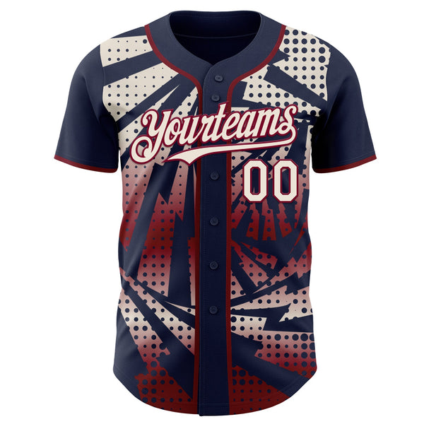 Custom Navy Cream-Maroon Lightning Gradient Dot Authentic Baseball Jersey alternate