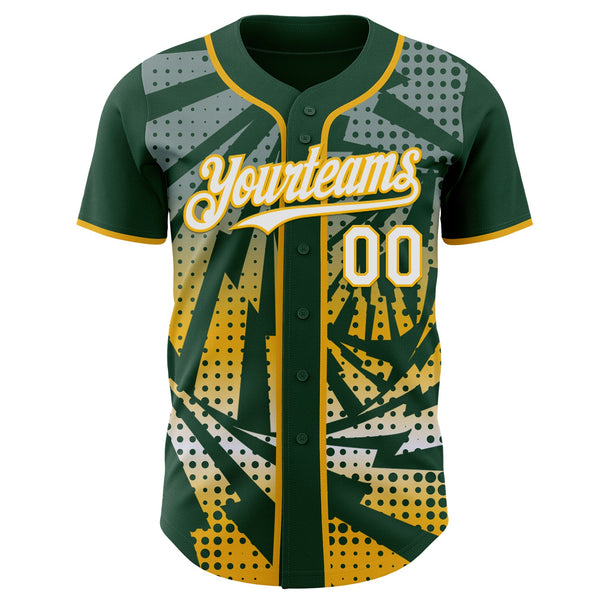 Custom Green White-Gold Lightning Gradient Dot Authentic Baseball Jersey alternate