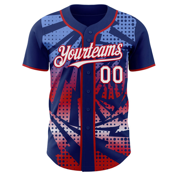Custom Royal White-Red Lightning Gradient Dot Authentic Baseball Jersey alternate