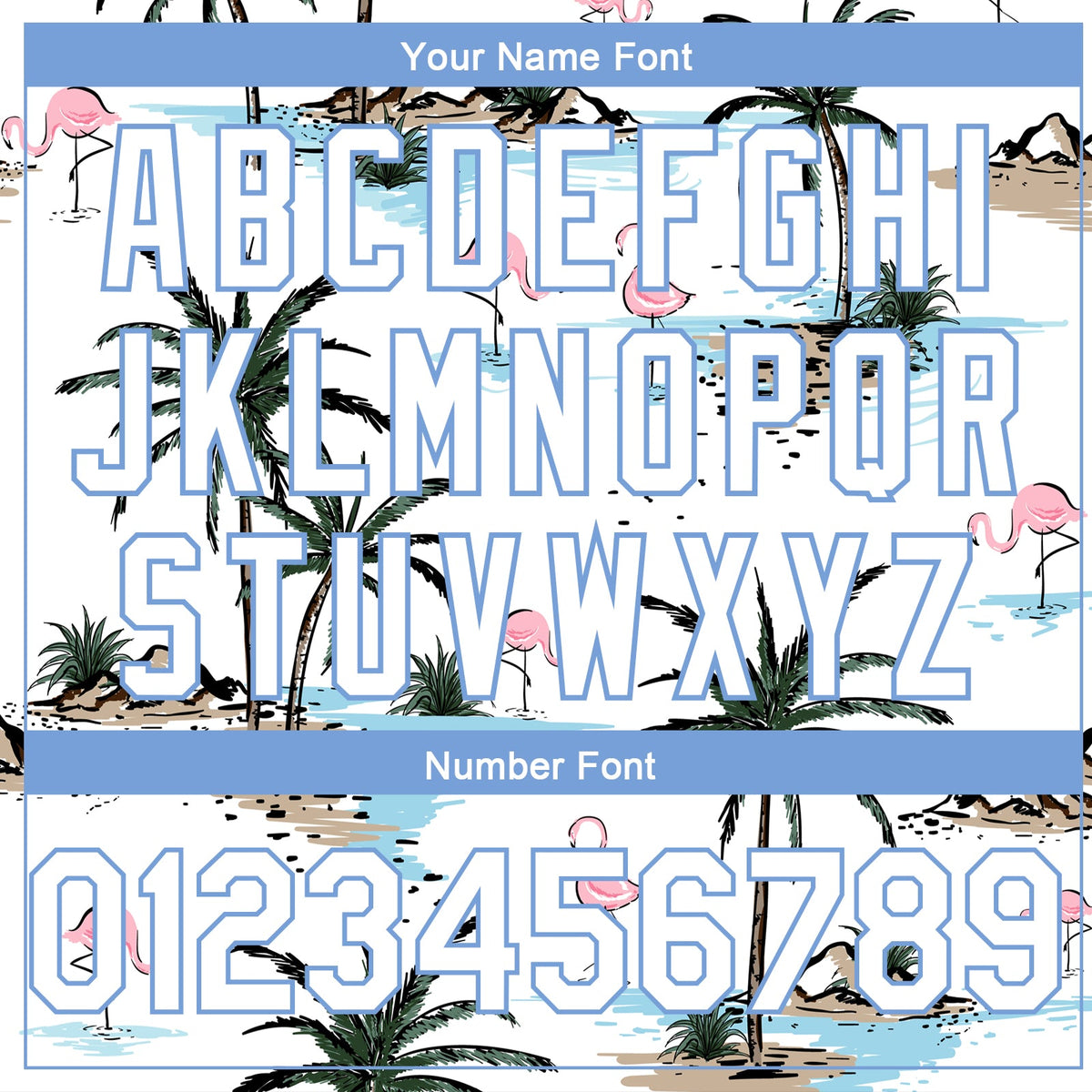 Custom White Light Blue 3D Pattern Tropical Hawaii Palm Trees Authentic Basketball Jersey - Detail