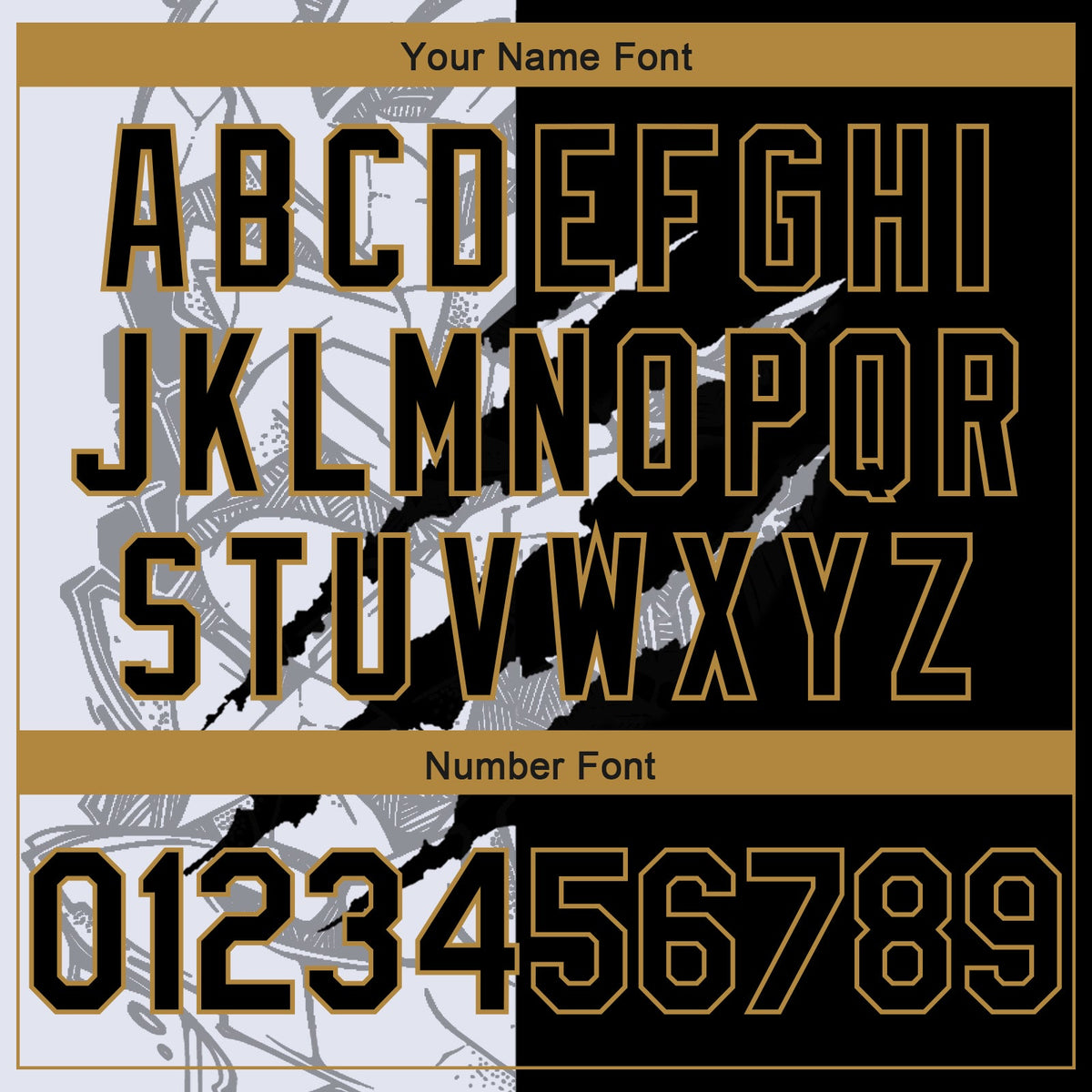 Custom Graffiti Pattern Black-Old Gold 3D Scratch Authentic Basketball Jersey - Detail