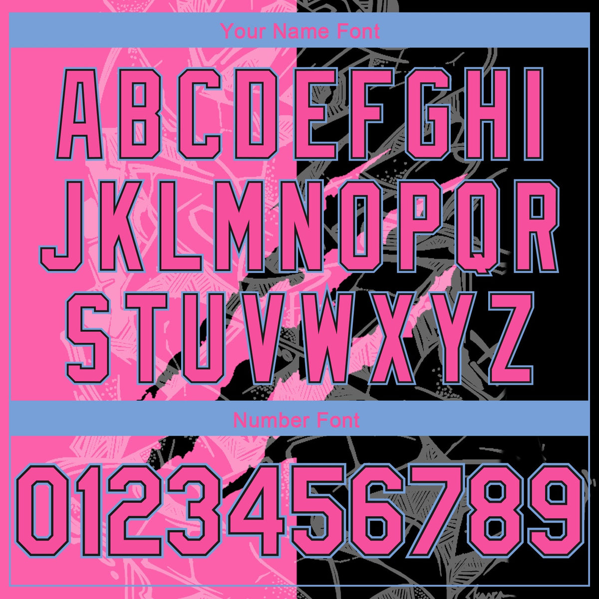 Custom Graffiti Pattern Pink Black-Light Blue 3D Scratch Authentic Basketball Jersey - Detail