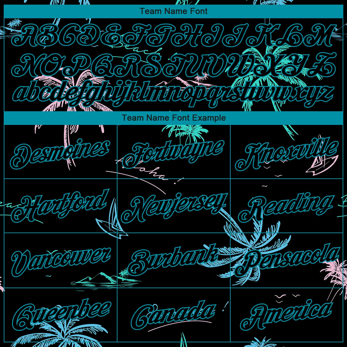 Custom Black Teal 3D Pattern Tropical Hawaii Palm Trees Authentic Basketball Jersey - Front