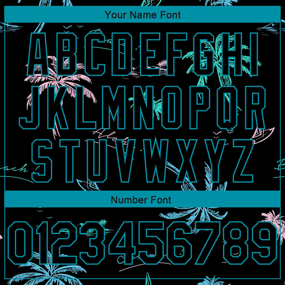 Custom Black Teal 3D Pattern Tropical Hawaii Palm Trees Authentic Basketball Jersey - Detail