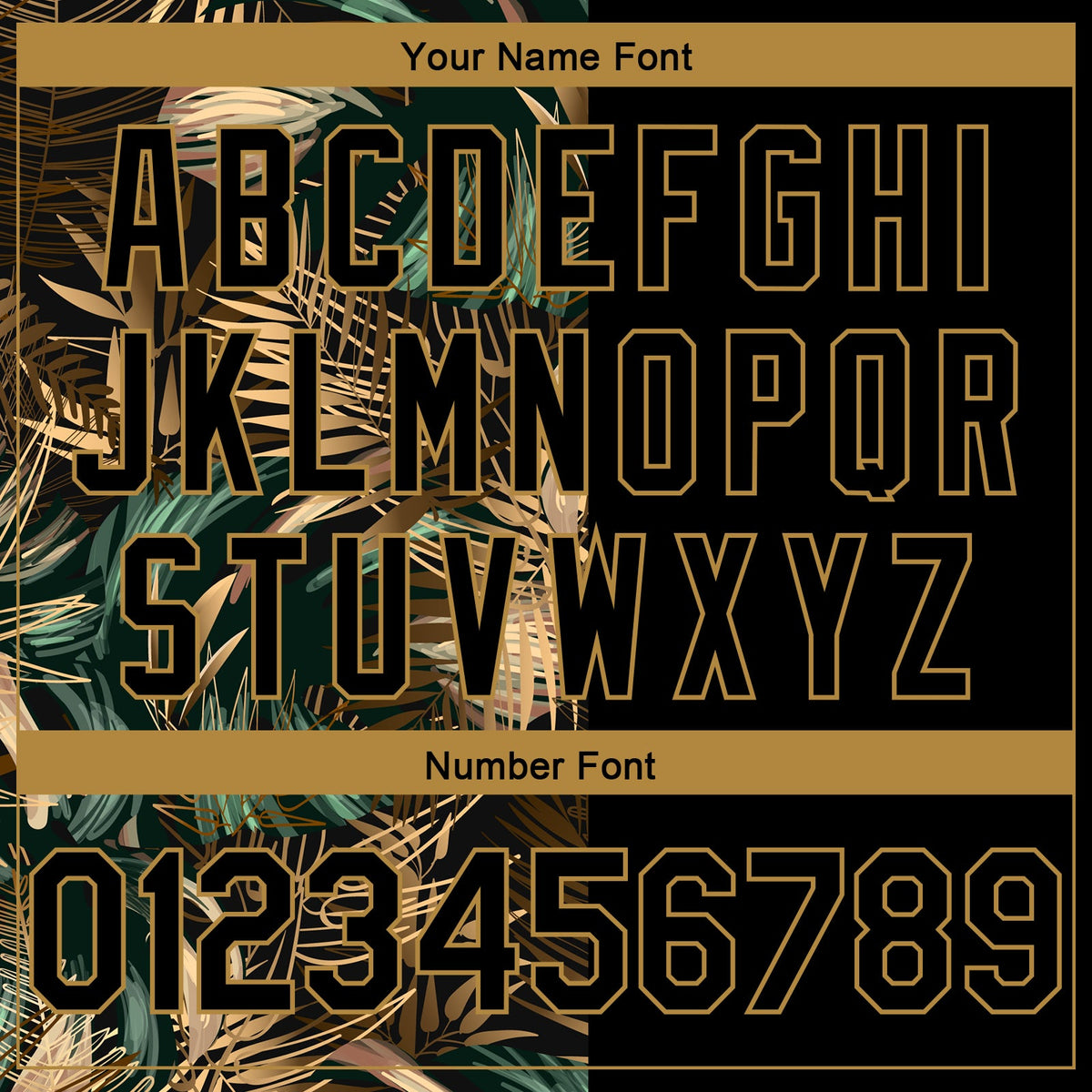 Custom Black Old Gold 3D Pattern Tropical Hawaii Palm Leaves Authentic Basketball Jersey - Detail
