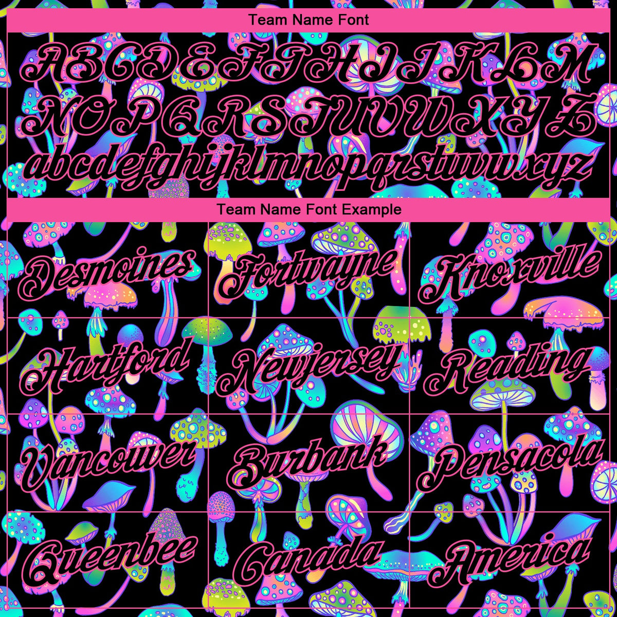 Custom Black Pink 3D Pattern Design Magic Mushrooms Psychedelic Hallucination Authentic Basketball Jersey - Front
