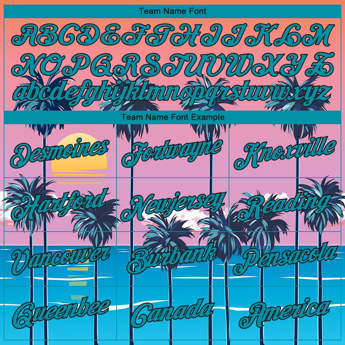 Custom Orange Teal-Black 3D Pattern Sun Beach Hawaii Palm Trees Authentic Basketball Jersey - Front