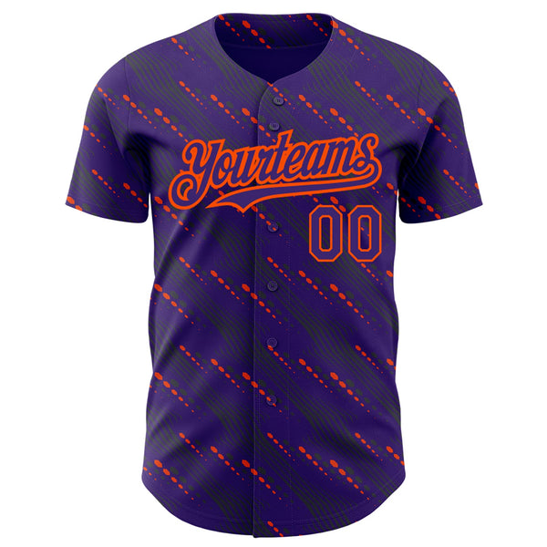 Custom Purple Orange 3D Pattern Design Slant Lines Authentic Baseball Jersey alternate