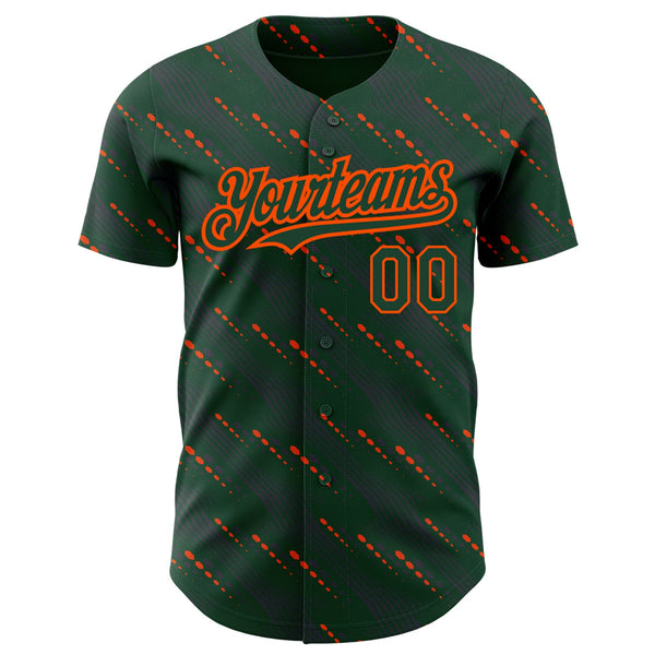 Custom Green Green-Orange 3D Pattern Design Slant Lines Authentic Baseball Jersey alternate