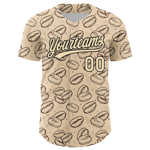 Custom City Cream Black 3D Pattern Design International Coffee Day Authentic Baseball Jersey alternate