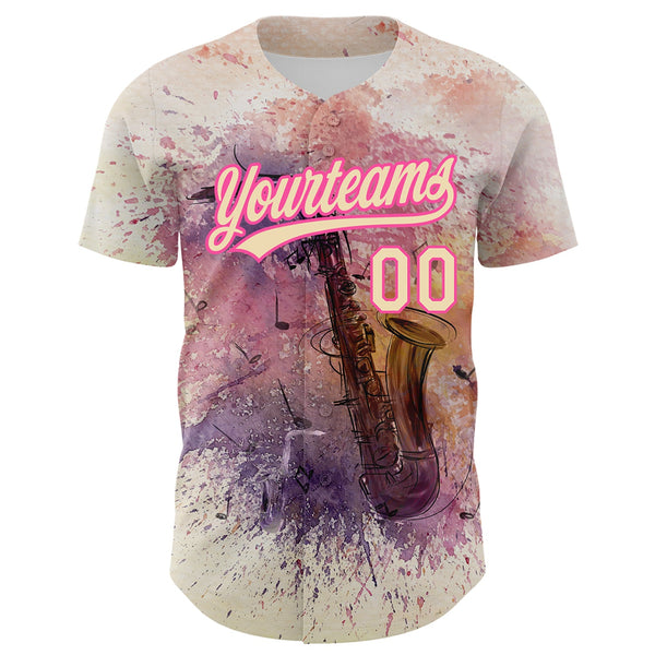 Custom City Cream Pink 3D Pattern Design International Jazz Day Authentic Baseball Jersey alternate