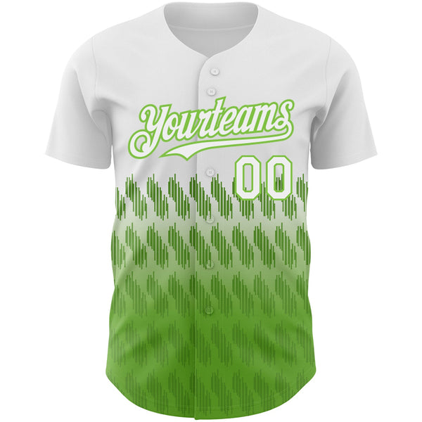 Custom White Neon Green 3D Pattern Design Lines Authentic Baseball Jersey alternate