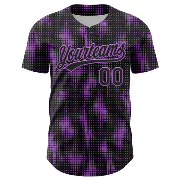 Custom Black Medium Purple 3D Pattern Design Halftone Dots Authentic Baseball Jersey alternate