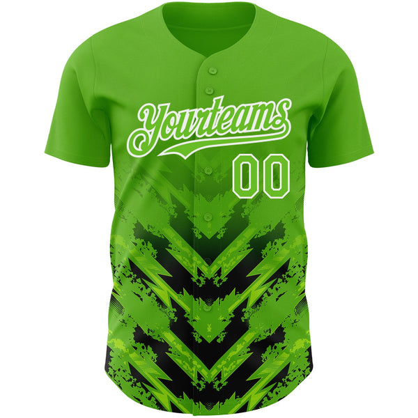 Custom Aurora Green Black-White 3D Pattern Design Abstract Arrow Authentic Baseball Jersey alternate
