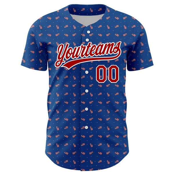 Custom Thunder Blue Red-White 3D American Flag Authentic Baseball Jersey alternate
