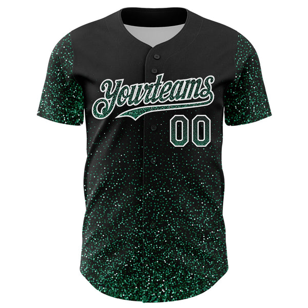 Custom Black Kelly Green-White 3D Pattern Design Abstract Colorful Glittering Dot Authentic Baseball Jersey alternate