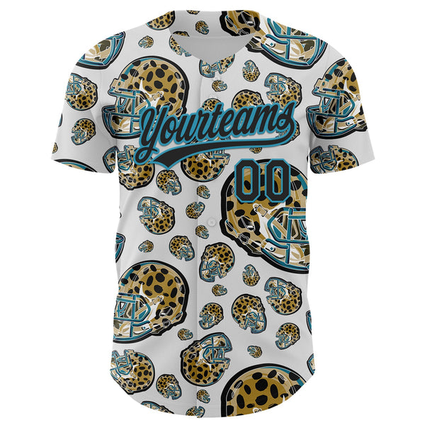 Custom White Black-Panther Blue 3D Pattern Design Football Jaguar Helmet Authentic Baseball Jersey alternate