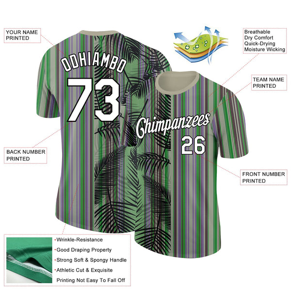 Custom Wheat White-Black 3D Tropical Hawaii Palm Leaves Performance T-Shirt alternate