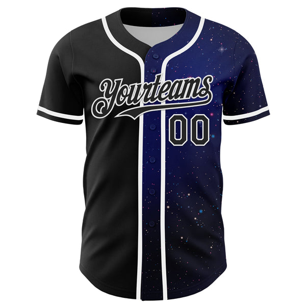 Custom Black White 3D Pattern Design Rave Galaxy Star Authentic Baseball Jersey alternate