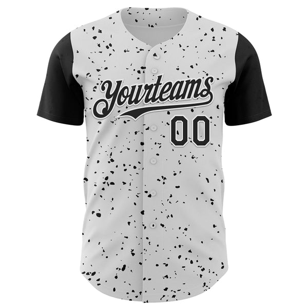 Custom White Black 3D Pattern Design Rave Dark Art Authentic Baseball Jersey alternate