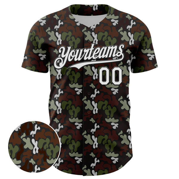 Custom Black White 3D Pattern Design Abstract Spots Authentic Baseball Jersey alternate