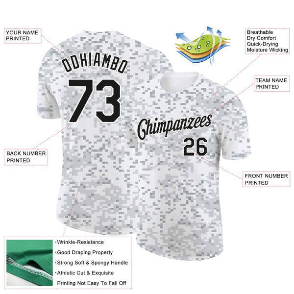 Custom Camo Black-White 3D Arctic Camouflage Performance T-Shirt alternate