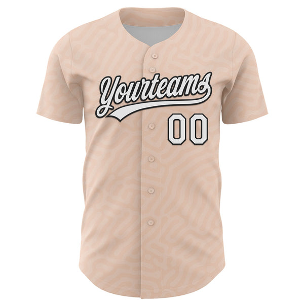 Custom Light Pink White-Black 3D Pattern Design Black History Month Authentic Baseball Jersey alternate